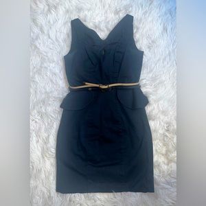Navy blue, peplum dress with belt